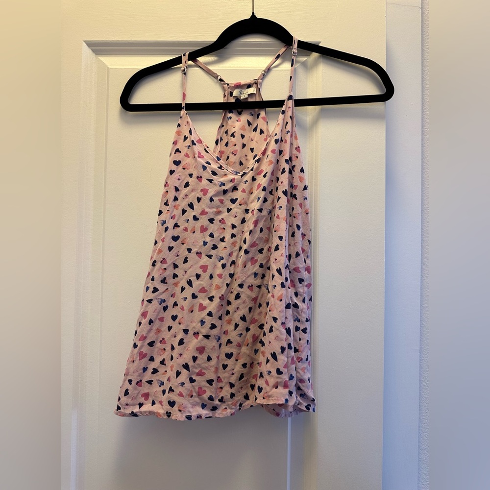 Rails 100% Silk Watercolor Hearts Racerback Tank size S